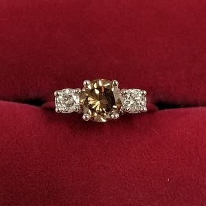 14k White Gold 3 Stone Diamond Wedding Ring